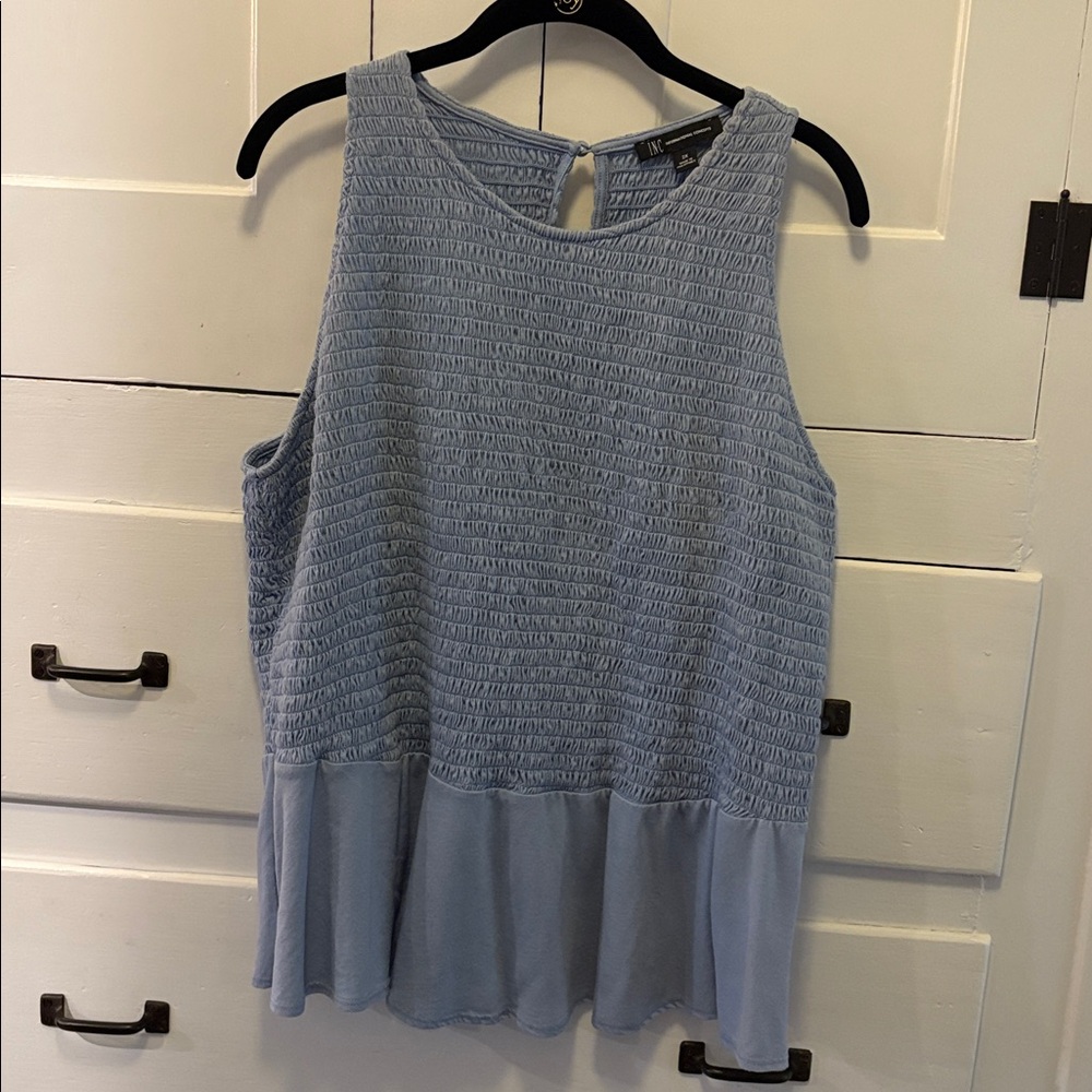 INC International Concepts Textured Blue Top